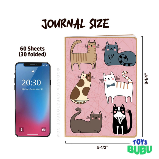 Cat-Themed A5 Journal with Magnetic Bookmark – Cute Notebook for Book Lovers