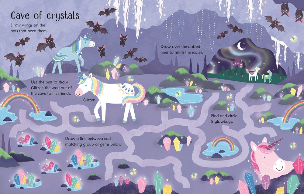 Wipe-Clean Activity Books for Kids – Airport, Unicorn & Aquarium Reusable Learning Set (Usborne)