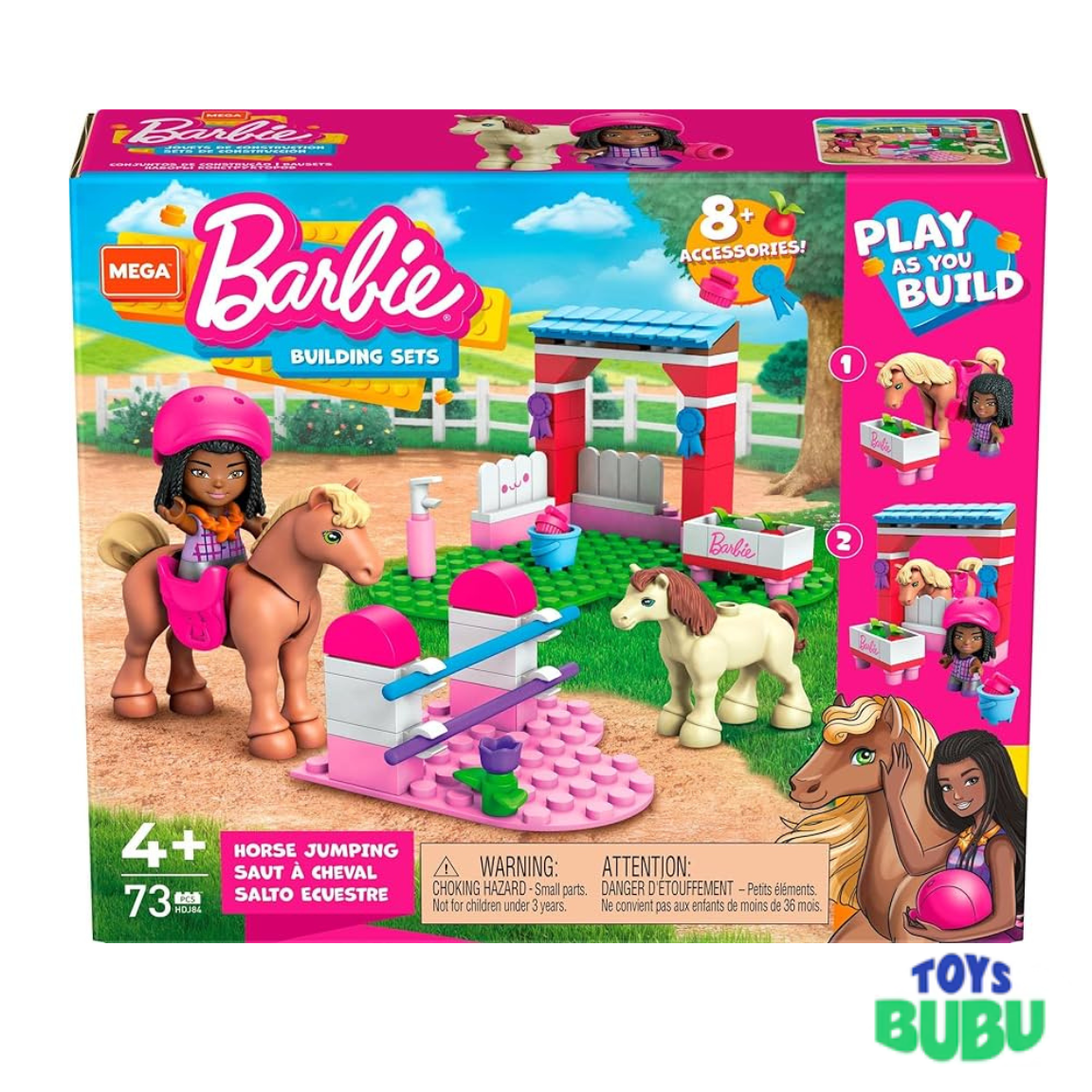Mega Barbie Horse Jumping Building Set – 73 Pieces with Micro Doll & Accessories (Ages 4+)