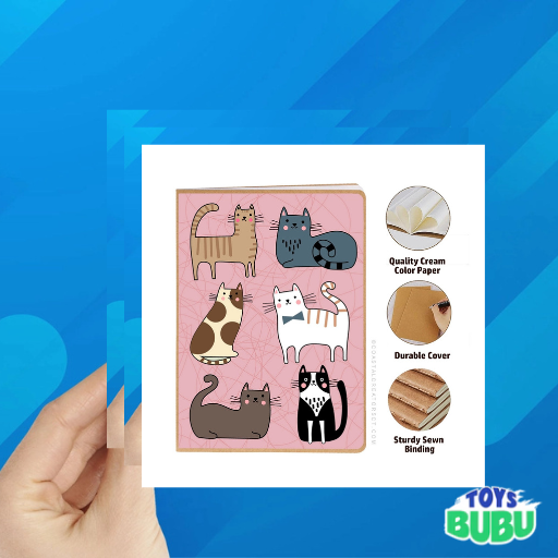 Cat-Themed A5 Journal with Magnetic Bookmark – Cute Notebook for Book Lovers