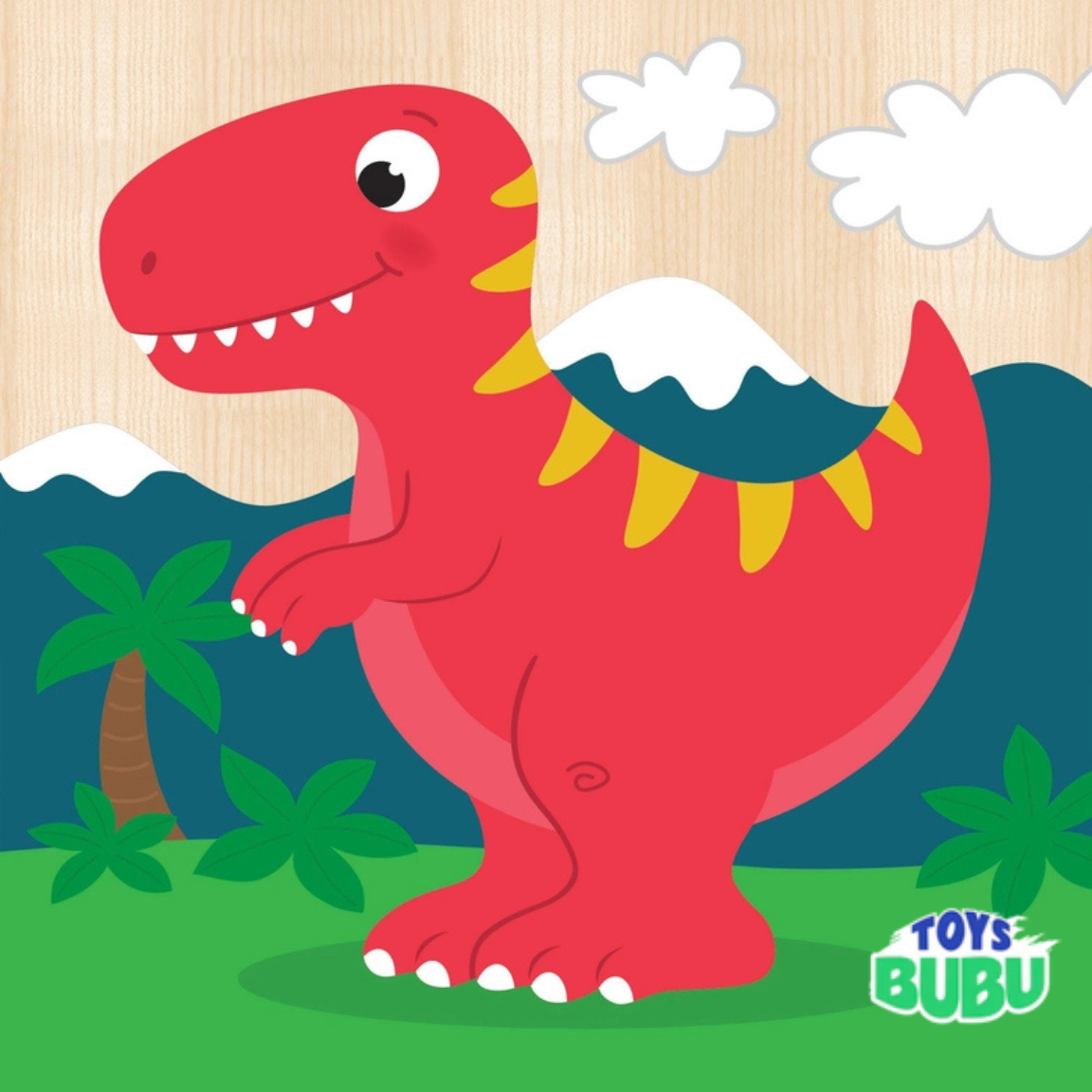 Dinosaur Chunky Wooden Puzzles – 4 Pack Toddler Kids Learning Toy