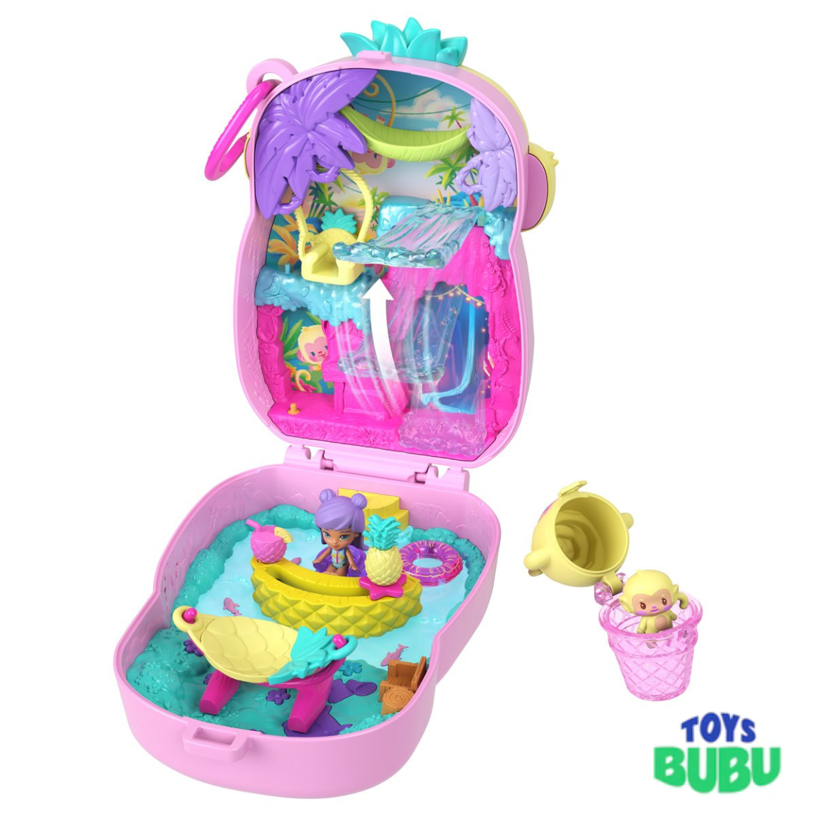 Polly Pocket Pineapple Monkey Compact Playset – Portable Mini Doll Travel Toy