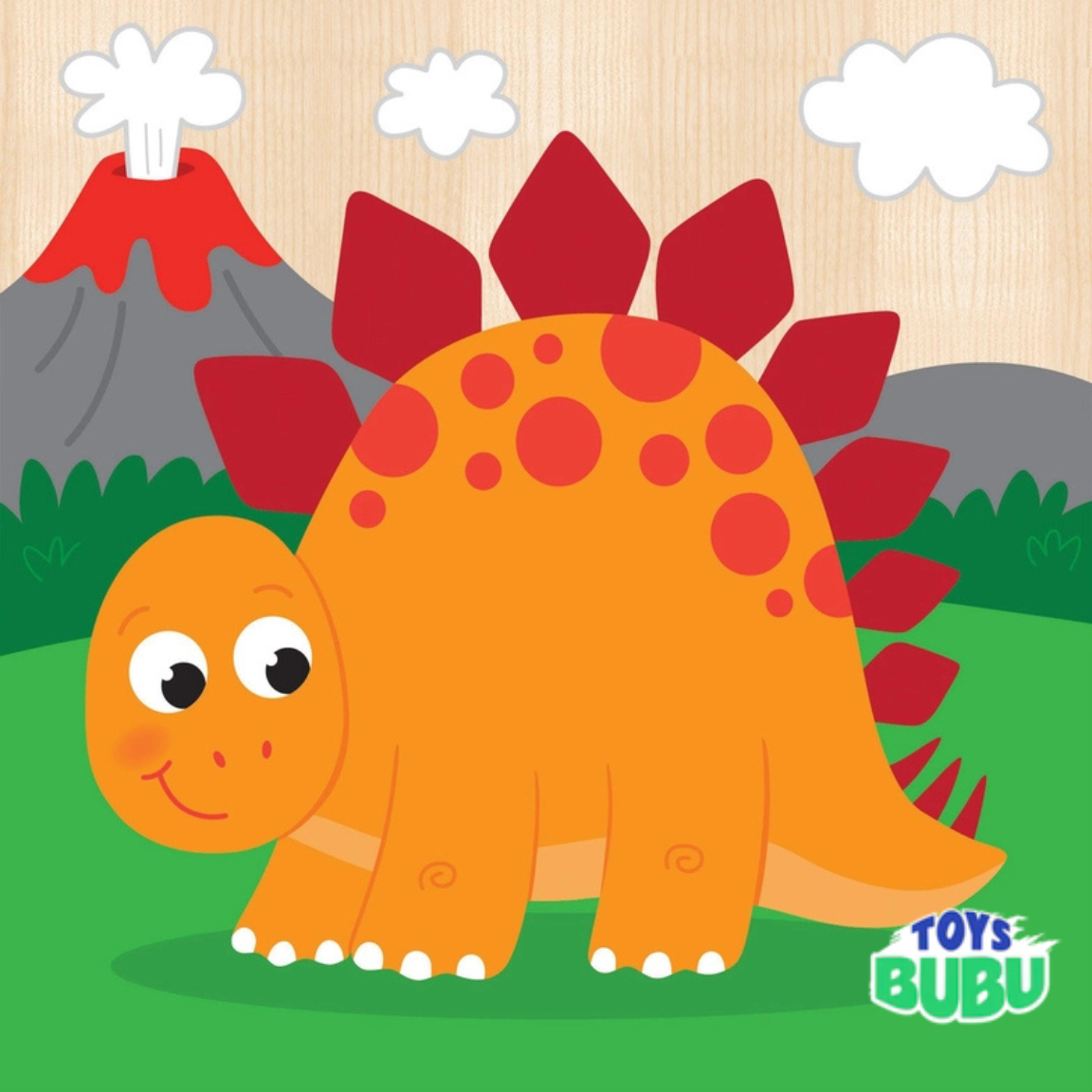 Dinosaur Chunky Wooden Puzzles – 4 Pack Toddler Kids Learning Toy