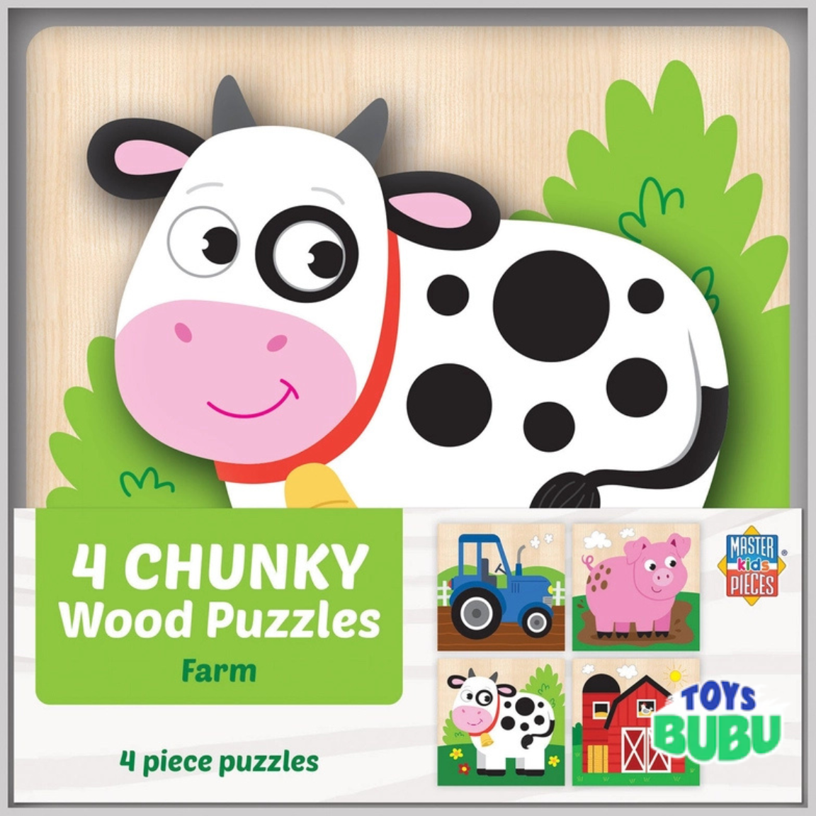 Farm Chunky Wooden Puzzles – 4 Pack Toddler Kids Learning Toy