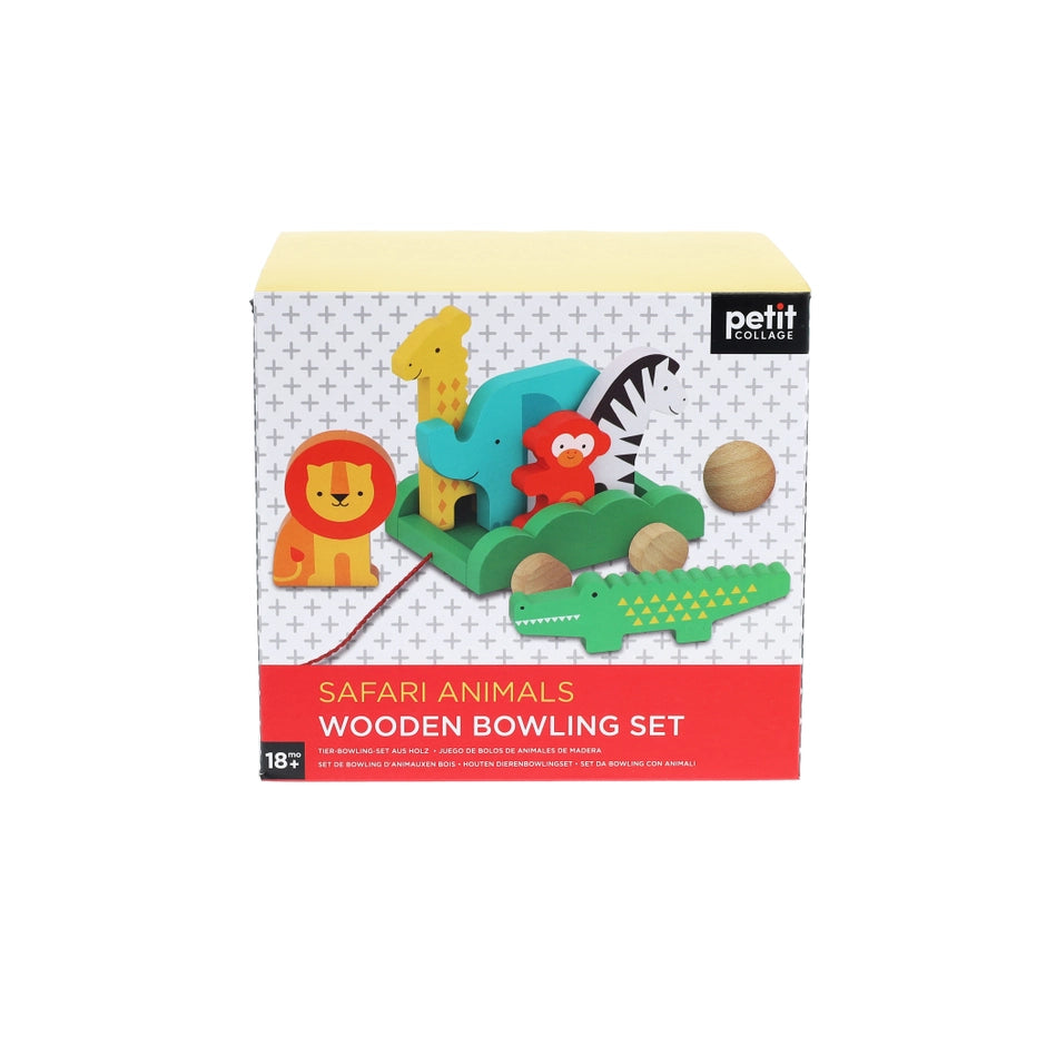 Safari Animals Wooden Bowling Set by Petit Collage