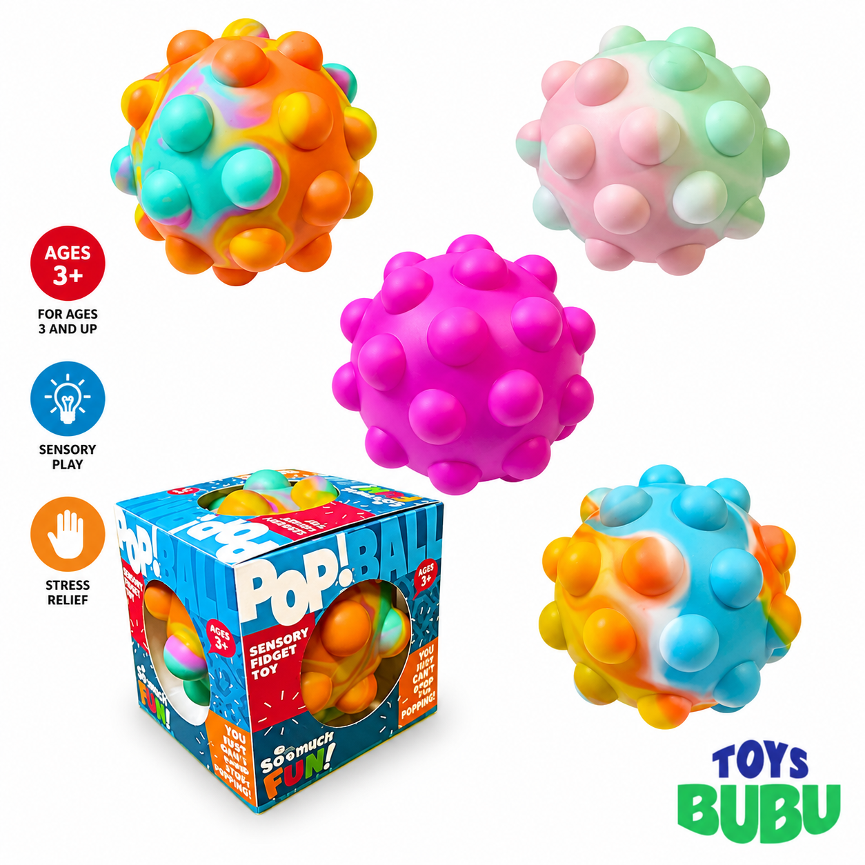 So Much Fun! Fidget Pop Ball Assortment – Sensory Stress Relief Toy for Kids
