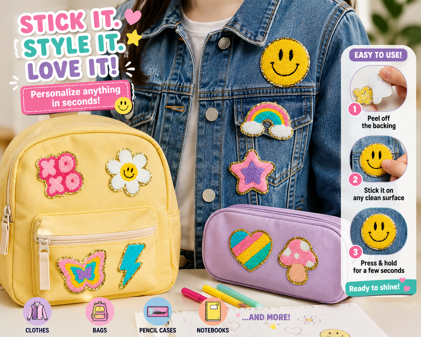 Sticker Patch Assorted – Sold Separately | Peel & Stick Decorative Patch (1 Patch per Pack)