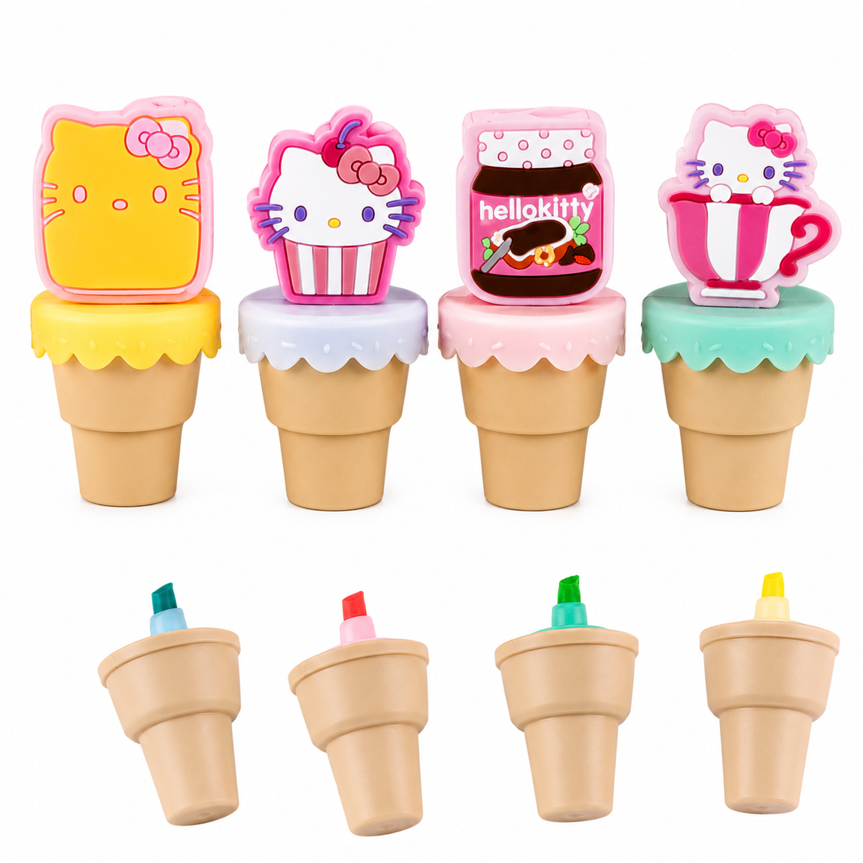 Hello Kitty Mini Highlighters Set – 4 Pack Cute Highlighter Pens for School, Journals & Crafts
