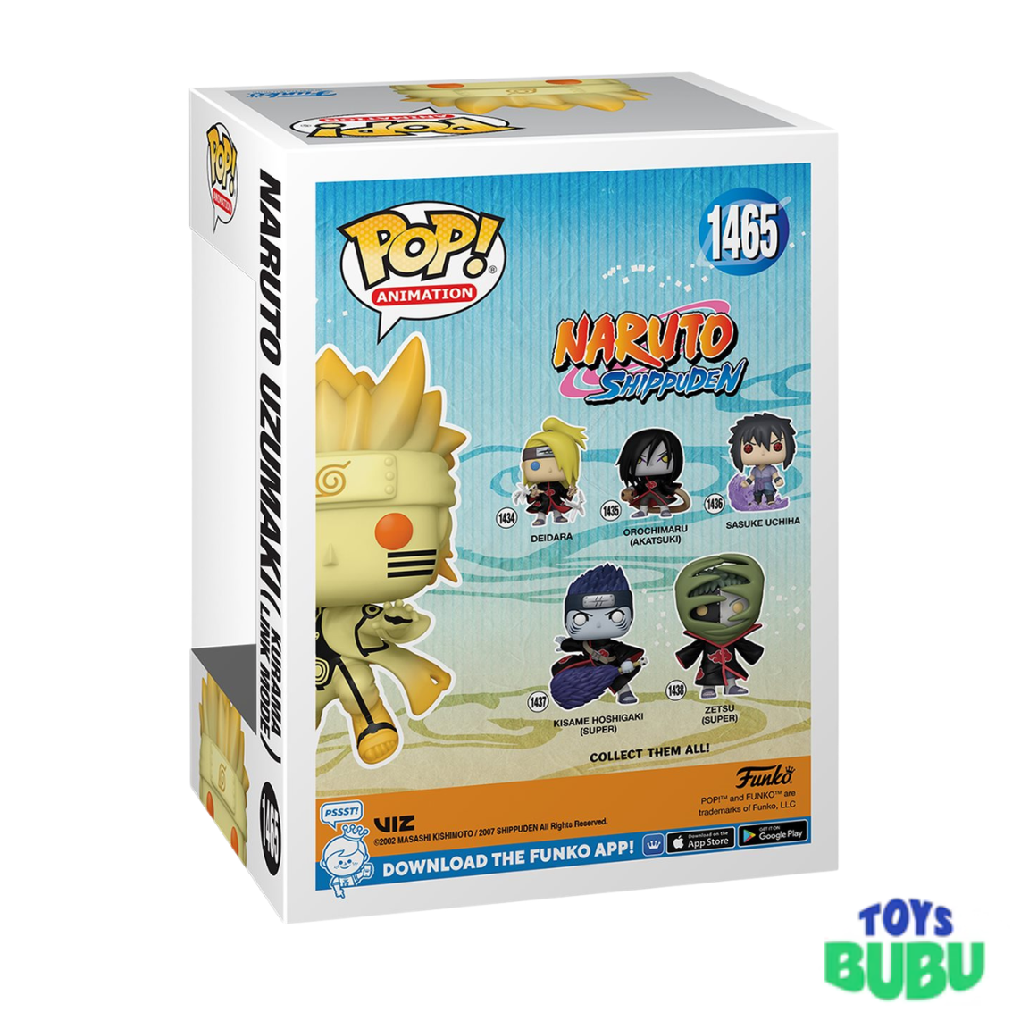 Funko Pop! Naruto figurine packaging with characters on a white background