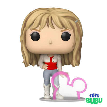 Funko Pop! vinyl figure with blonde hair and a red top, standing on a white background.