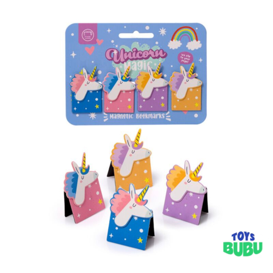 Unicorn Magic Shaped Magnetic Bookmarks – Pack of 4 Unicorn Bookmarks for Kids