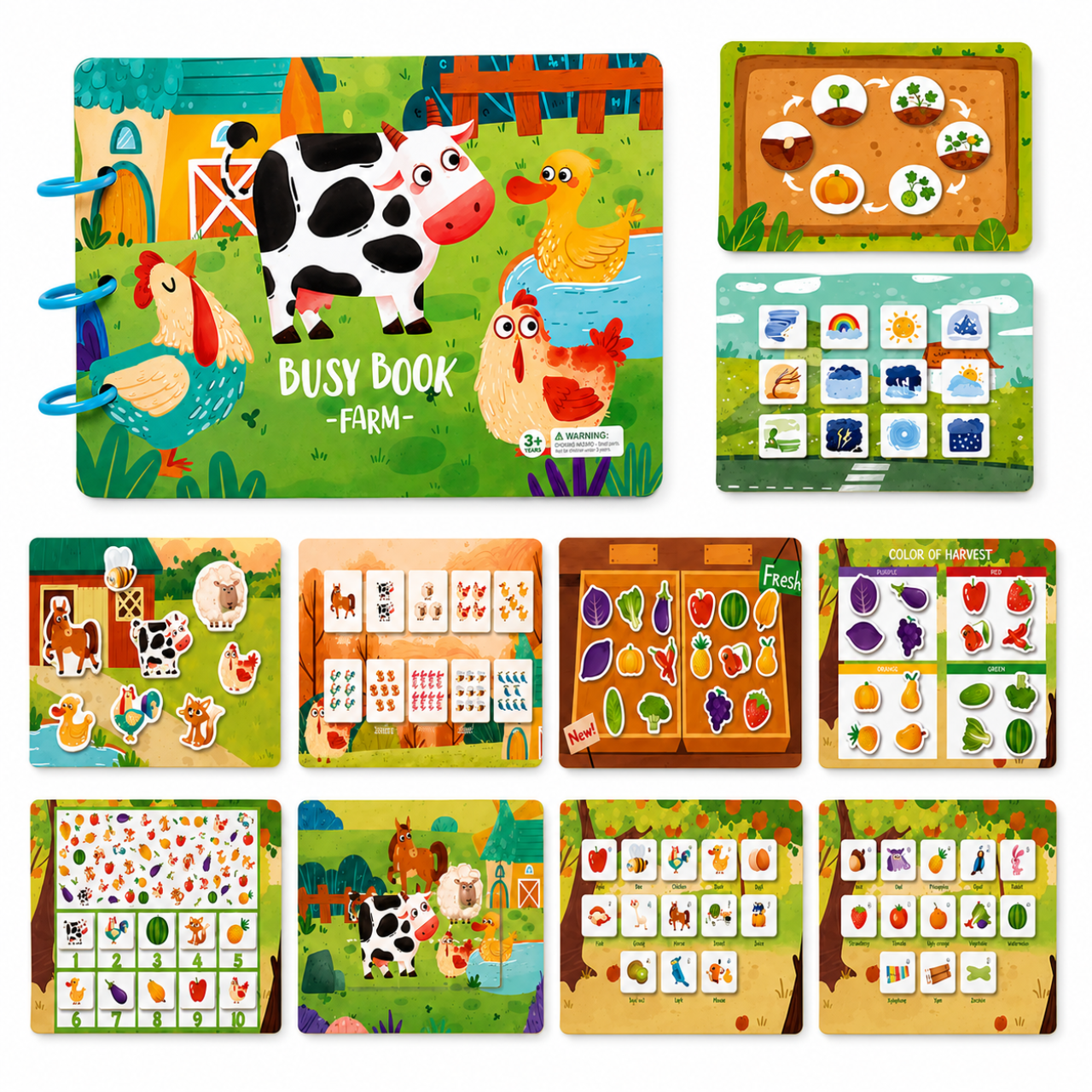 Farm Busy Book for Toddlers – Montessori Preschool Learning Activity Book