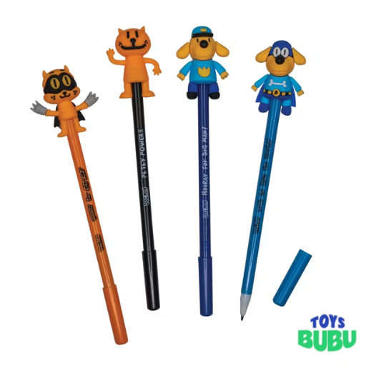 Dog Man Character Pen Set – 4 Pack Novelty Pens with Dog Man, Petey, Cat Kid & Bark Knight