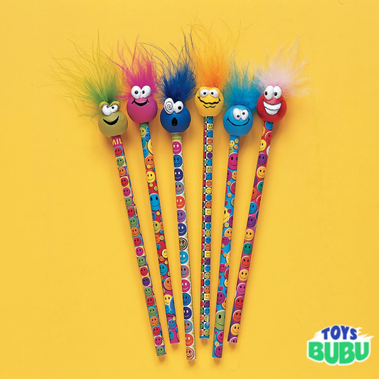 Smiley Tip Topz Pencils – 6 Pack Novelty No. 2 Pencils with Smiley Character Toppers