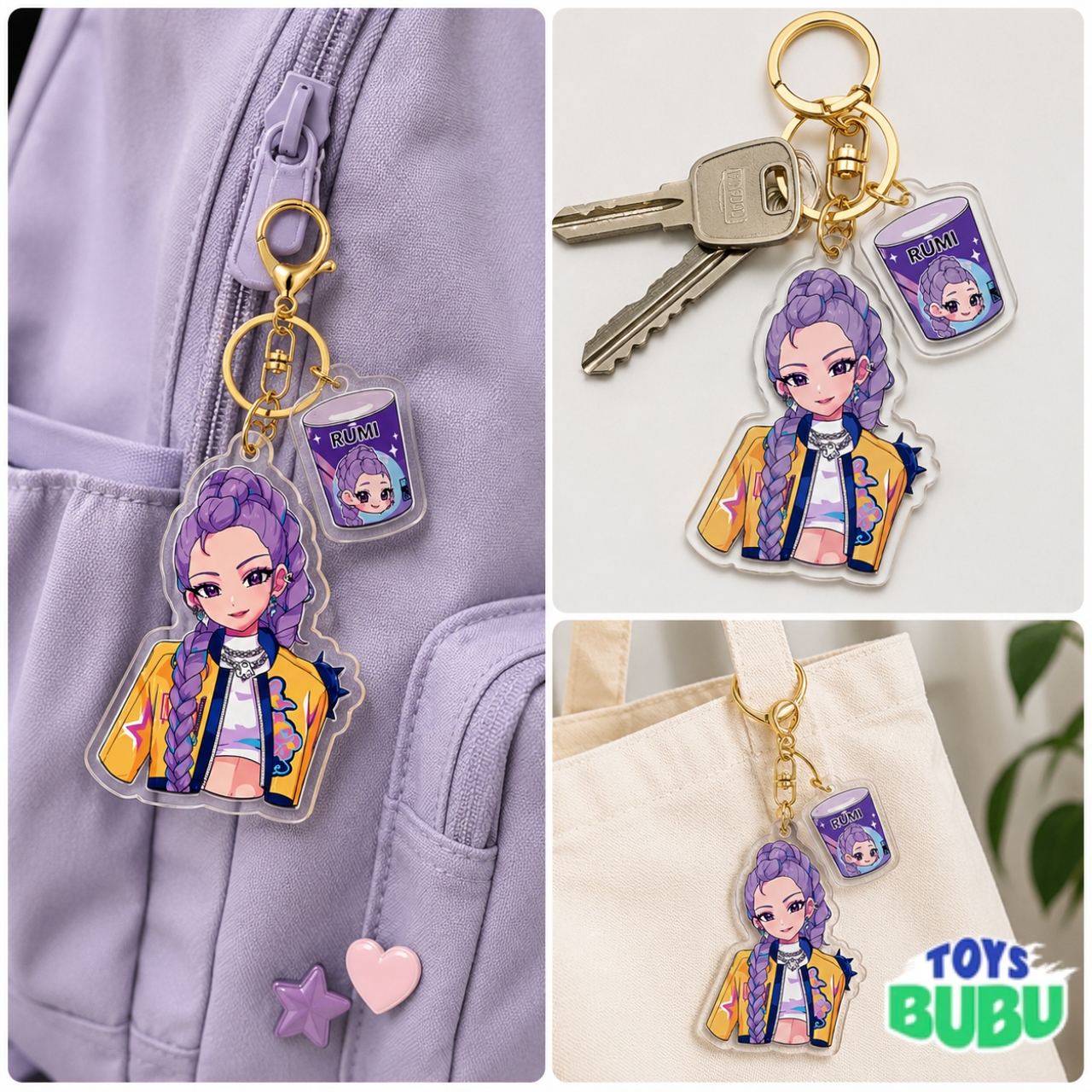 Rumi KPop Demon Hunters Acrylic Keychain – Sold Individually | Double-Sided Collectible Keychain