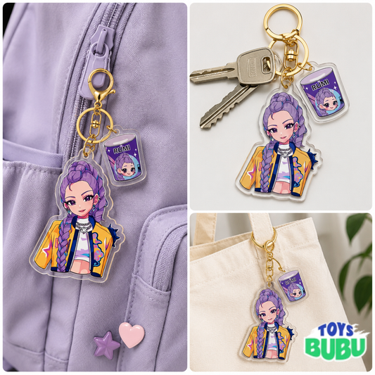 Rumi KPop Demon Hunters Acrylic Keychain – Sold Individually | Double-Sided Collectible Keychain