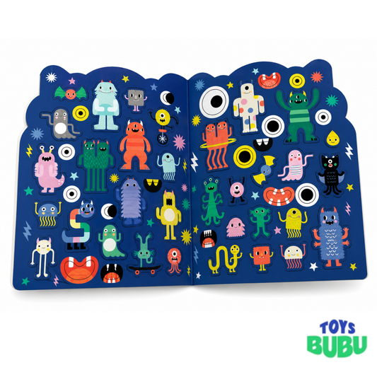 Monsters Coloring Book with Stickers - Spooky Creative Activity Book for Kids