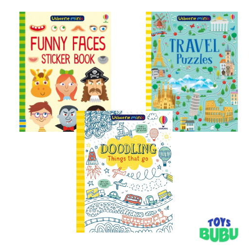 Usborne Minis Activity Books for Kids – Doodling, Drawing & Travel Puzzle Pocket Books