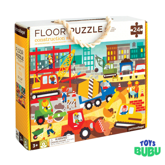Construction Site 24-Piece Floor Puzzle for Kids – Jumbo Construction Vehicle Puzzle Ages 3+