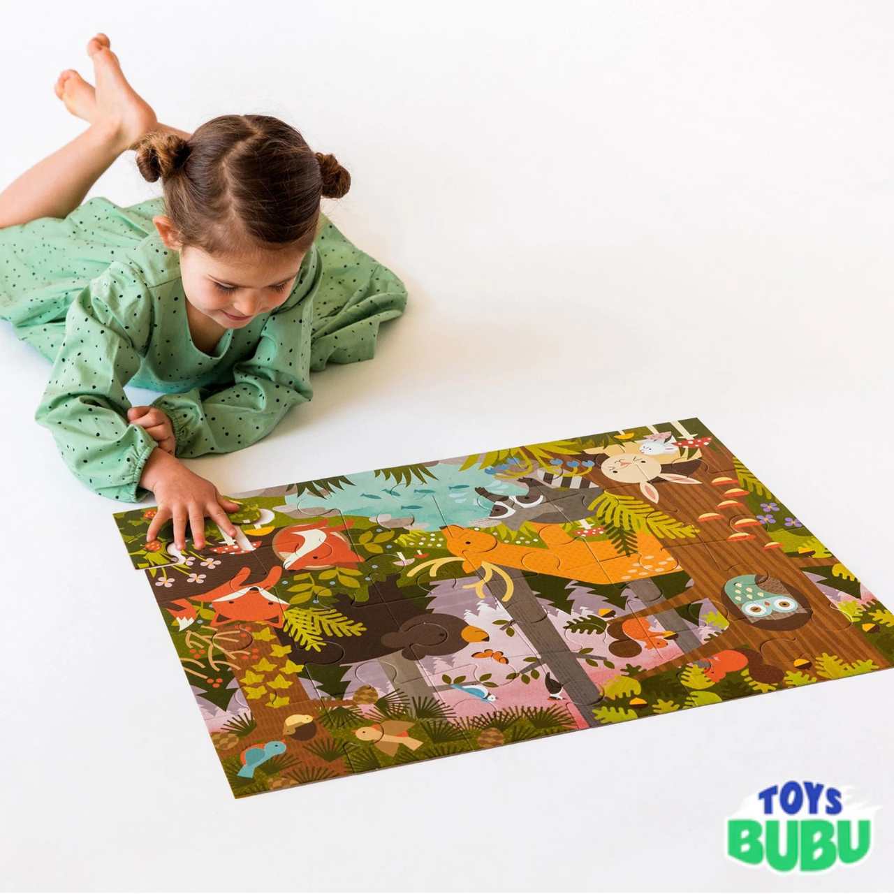 Enchanted Woodland 24-Piece Floor Puzzle for Kids – Jumbo Woodland Animal Puzzle Ages 3+