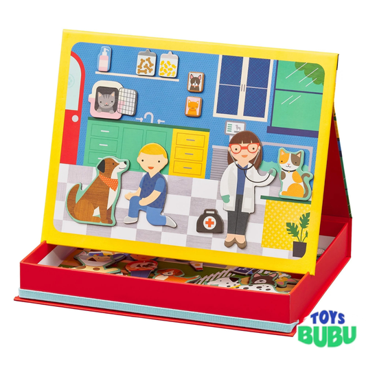 Pet Hospital Magnetic Play Scene for Kids – Magnetic Vet Play Set with 50 Pieces