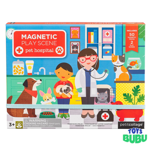 Pet Hospital Magnetic Play Scene for Kids – Magnetic Vet Play Set with 50 Pieces