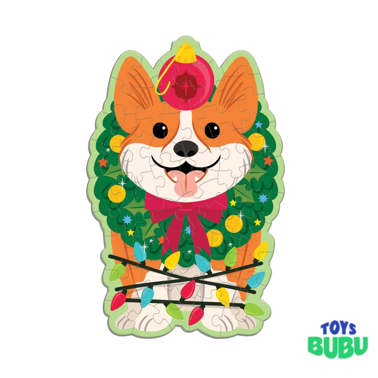 Mudpuppy Christmas Corgi Scratch & Sniff Mini Puzzle – 48-Piece Holiday Travel Puzzle for Kids