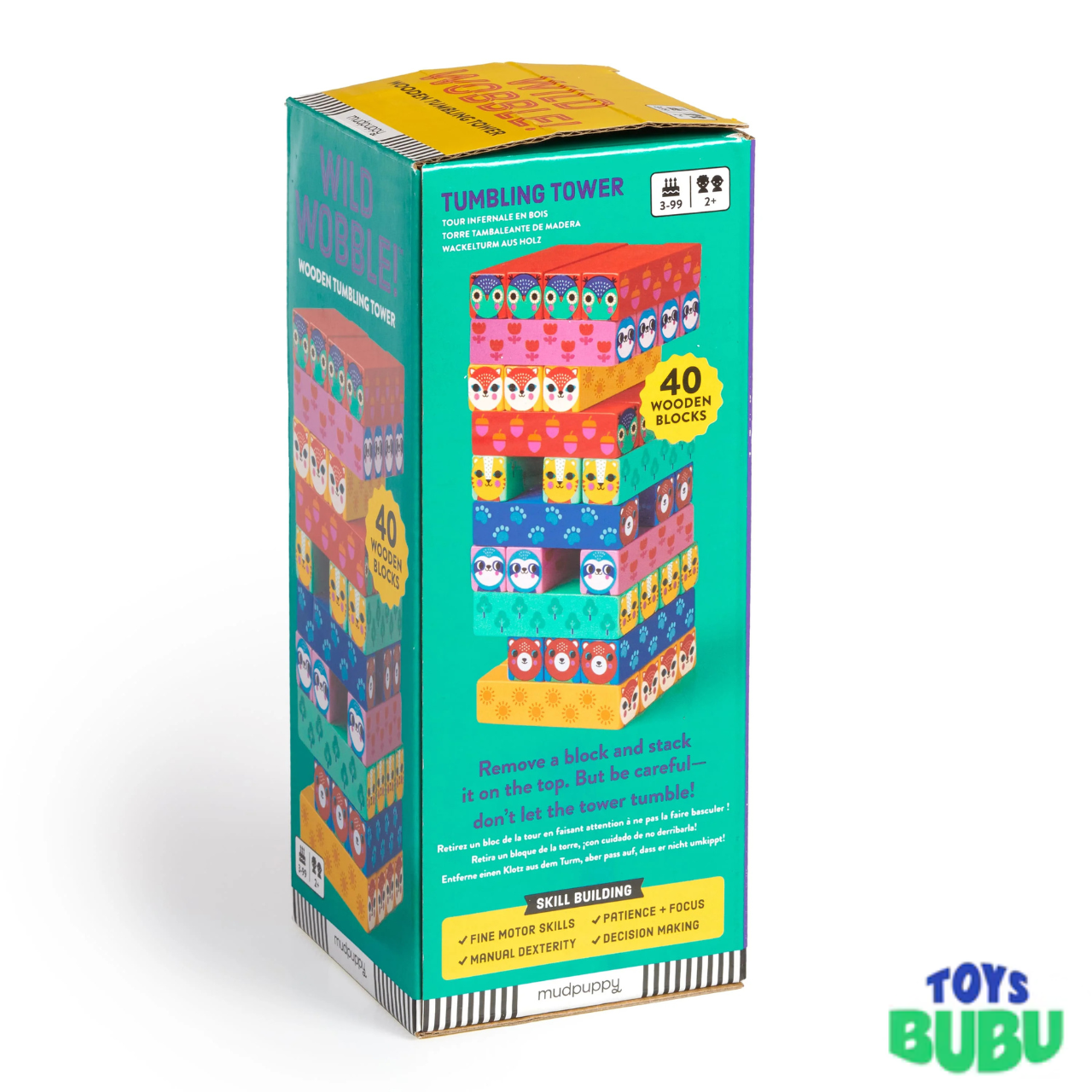 Wild Wobble! Wooden Tumbling Tower Game – Stacking Balance Game for Kids & Families