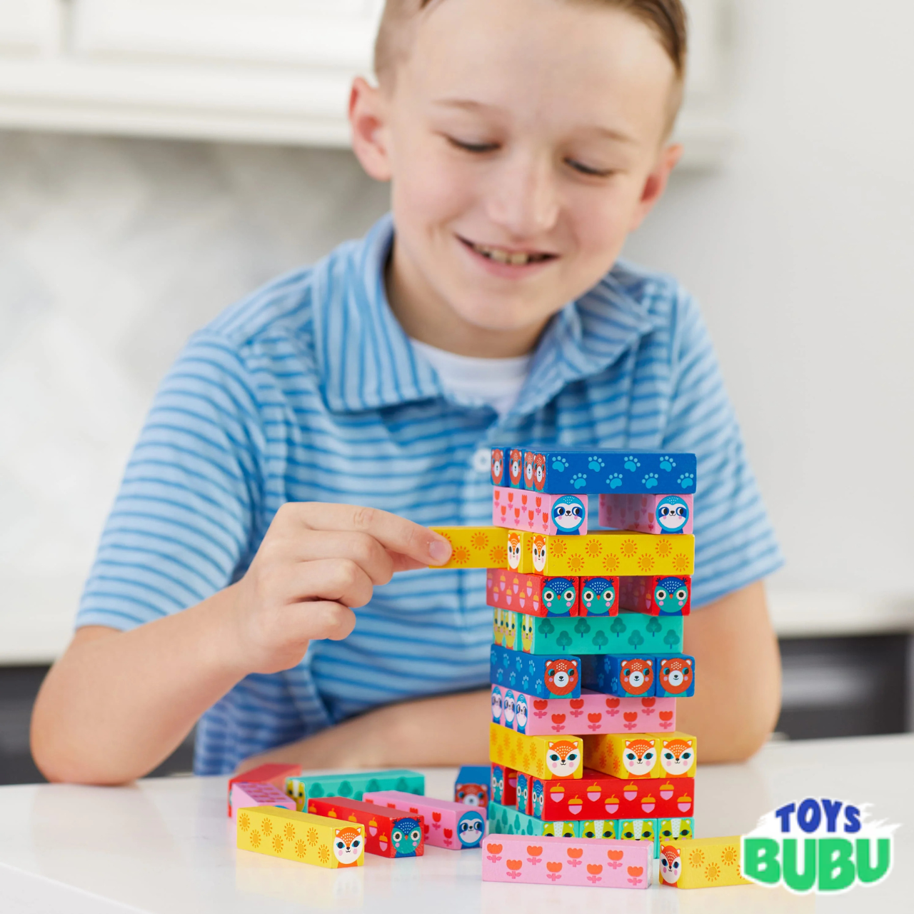 Wild Wobble! Wooden Tumbling Tower Game – Stacking Balance Game for Kids & Families
