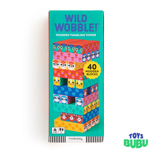 Wild Wobble! Wooden Tumbling Tower Game – Stacking Balance Game for Kids & Families