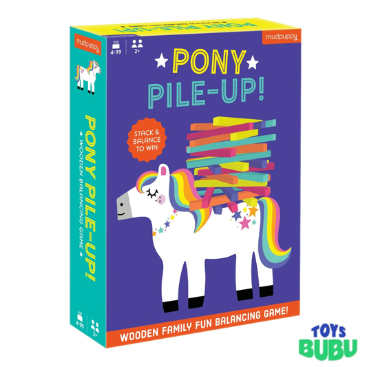 Mudpuppy Pony Pile-Up Wooden Balance Game – Stacking & Balancing Game for Kids Ages 4+