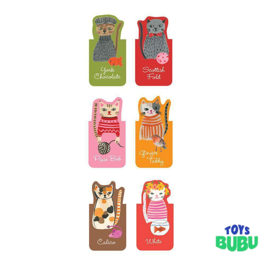 Cool Cats Magnetic Bookmarks – Set of 6 Die-Cut Magnetic Clips