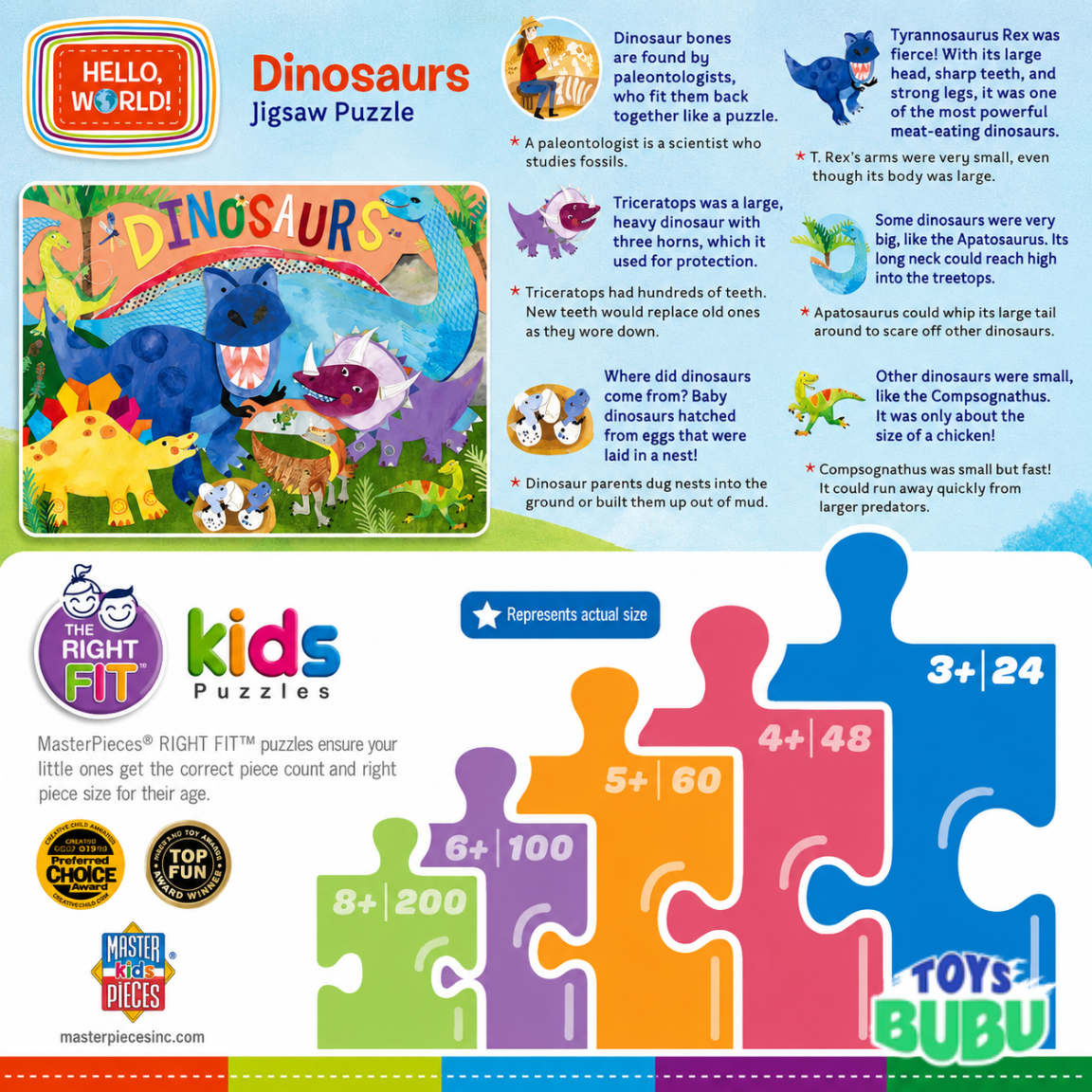 Hello, World! Dinosaur Puzzle 24 Pieces – Educational Jigsaw Puzzle for Kids