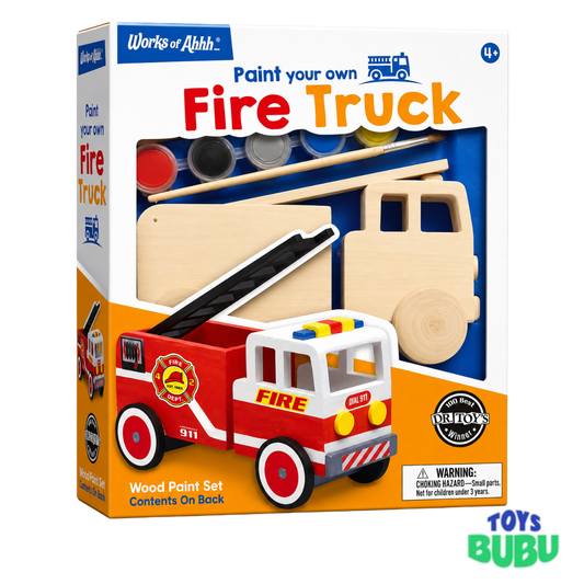 MasterPieces  - DIY Fire Truck Wooden Paint Kit – DIY Arts & Crafts Set for Kids