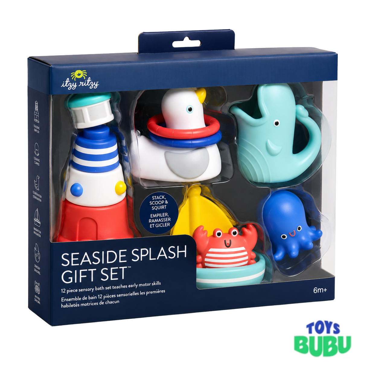 Seaside Splash Bath Toy Set – 12 Piece Nautical Water Toys for Babies & Toddlers
