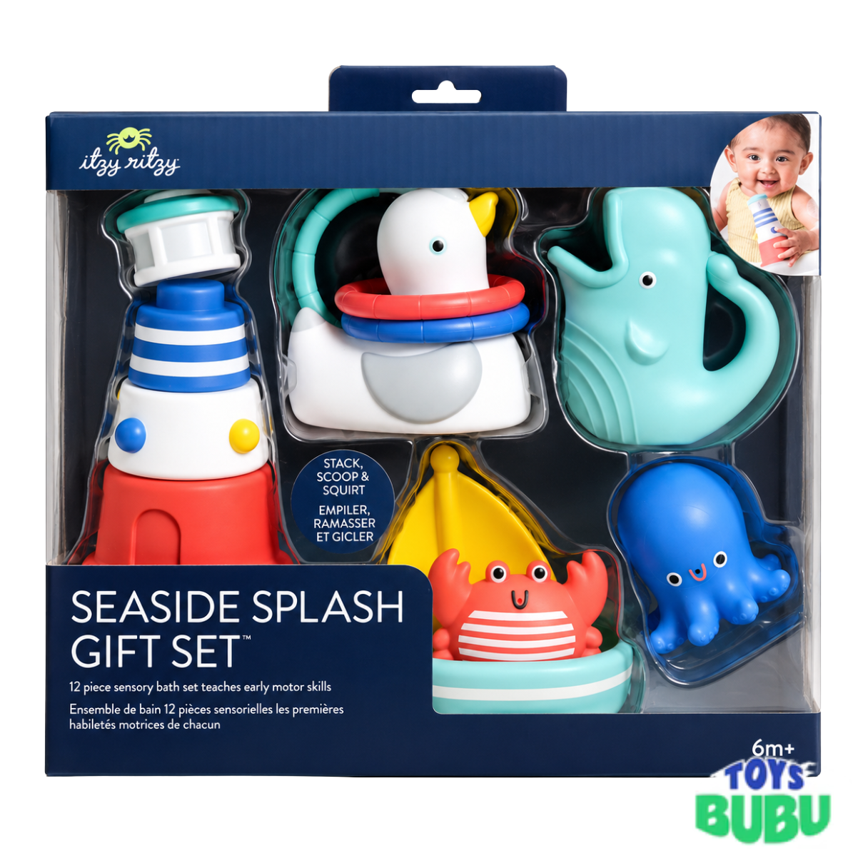 Seaside Splash Bath Toy Set – 12 Piece Nautical Water Toys for Babies & Toddlers