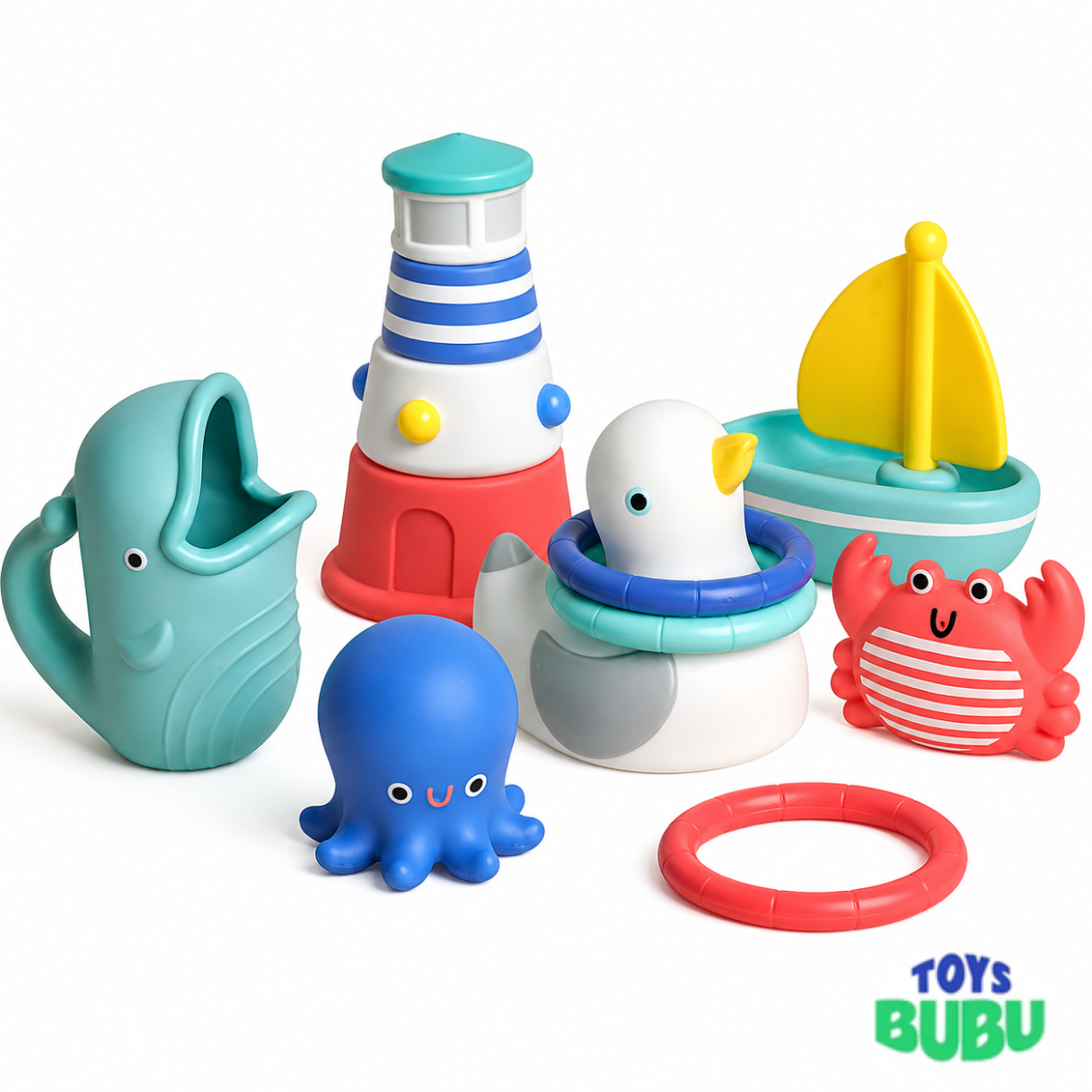 Seaside Splash Bath Toy Set – 12 Piece Nautical Water Toys for Babies & Toddlers
