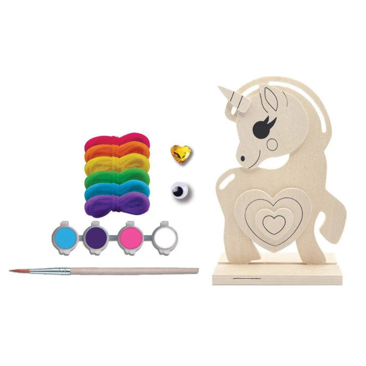Unicorn Wood Yarn Wrapping Craft & Paint Kit – DIY Arts & Crafts Set for Kids