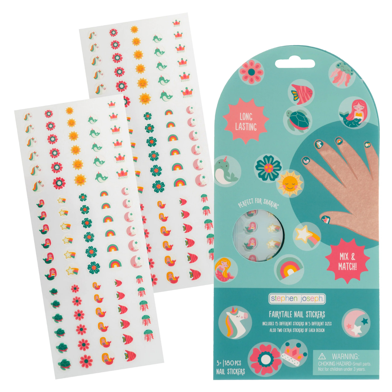 Stephen Joseph Kids Clear Nail Stickers – Peel & Stick Nail Art Set for Children