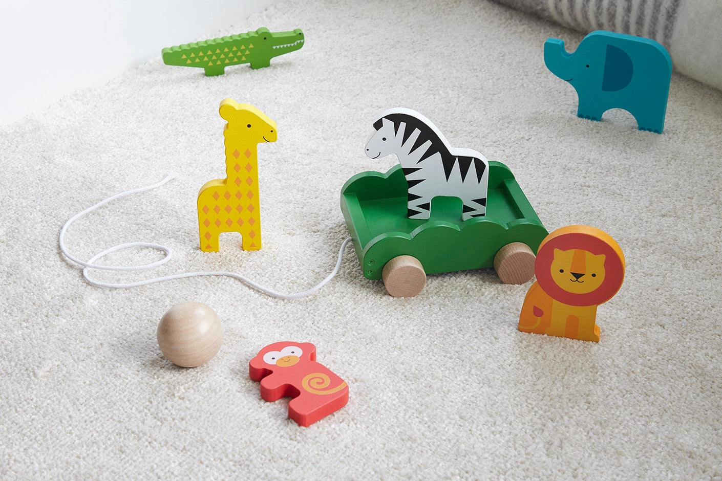 Safari Animals Wooden Bowling Set by Petit Collage