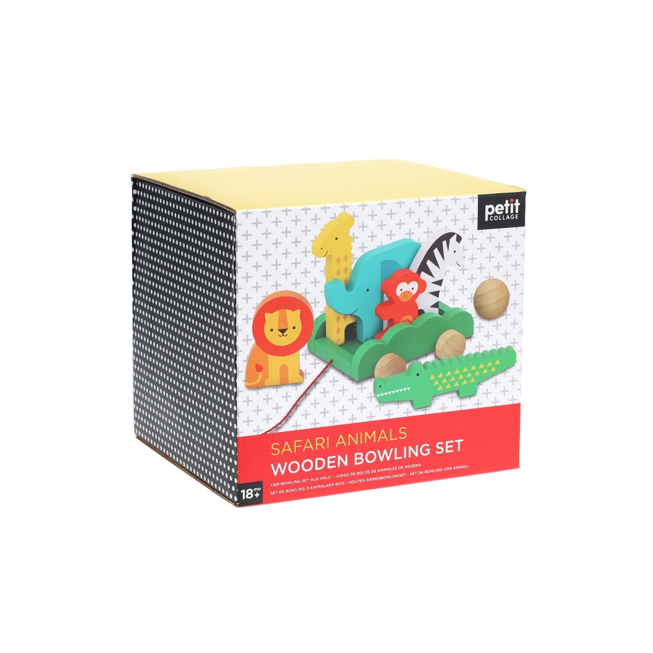 Safari Animals Wooden Bowling Set by Petit Collage