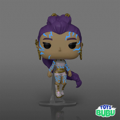 Funko Pop! vinyl figure with purple hair and blue accents on a gray background, branded 'Toys Bubu'.